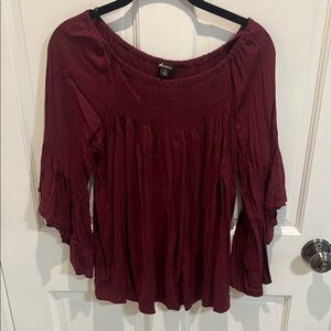 Women's Burgundy Off-Shoulder Top